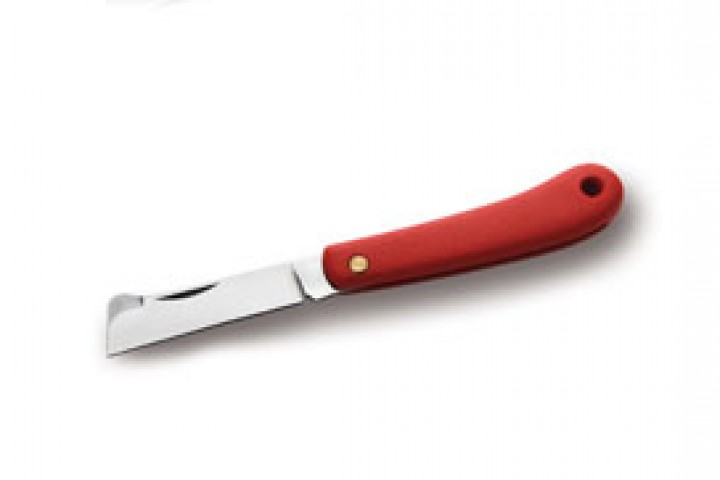 Steel budding knife with a plastic handle